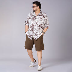 Men's Plus Size Amber Leaf – Abstract Printed Rayon Shirt