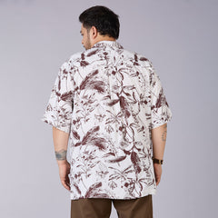Men's Plus Size Amber Leaf – Abstract Printed Rayon Shirt