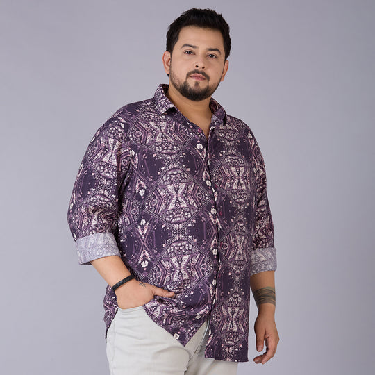 Men's Plus Size Shadow Mosaic Printed Nylon Viscose Shirt