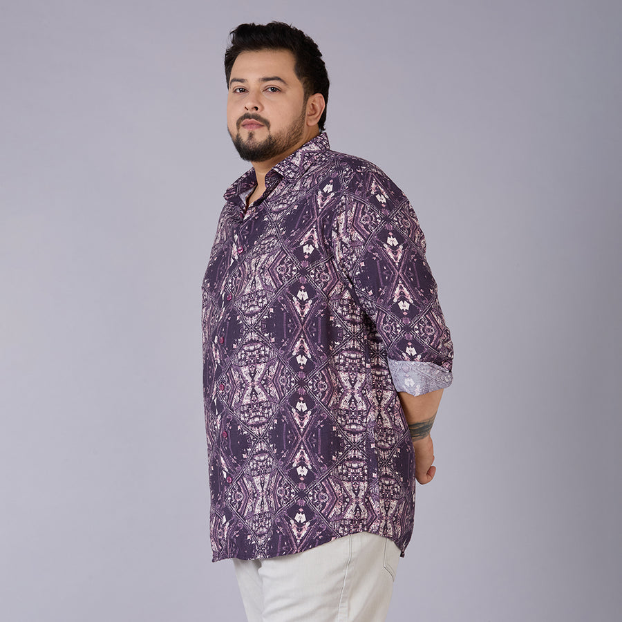 Men's Plus Size Shadow Mosaic Printed Nylon Viscose Shirt