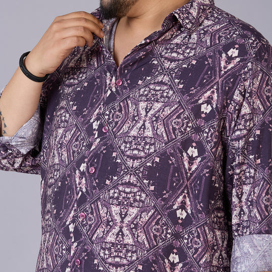Men's Plus Size Shadow Mosaic Printed Nylon Viscose Shirt