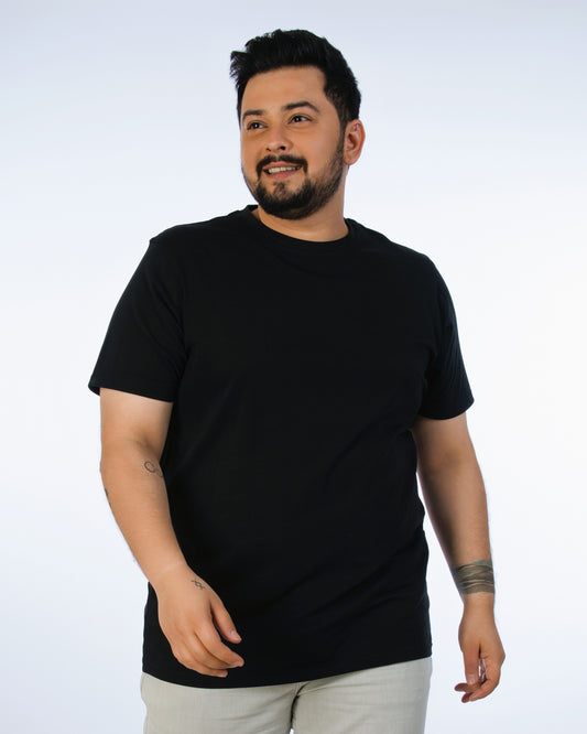 Black Solid Tee-018