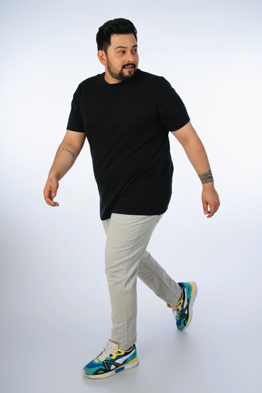 Black Solid Tee-018