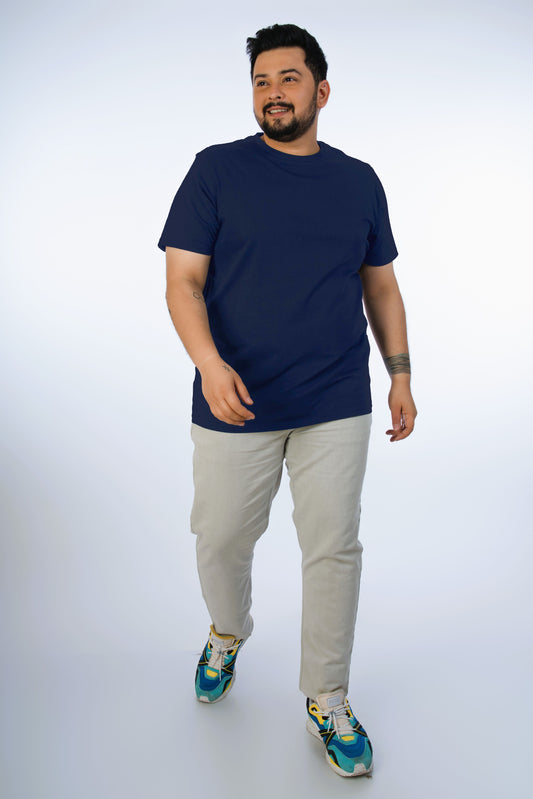 Navy Solid Tee-014
