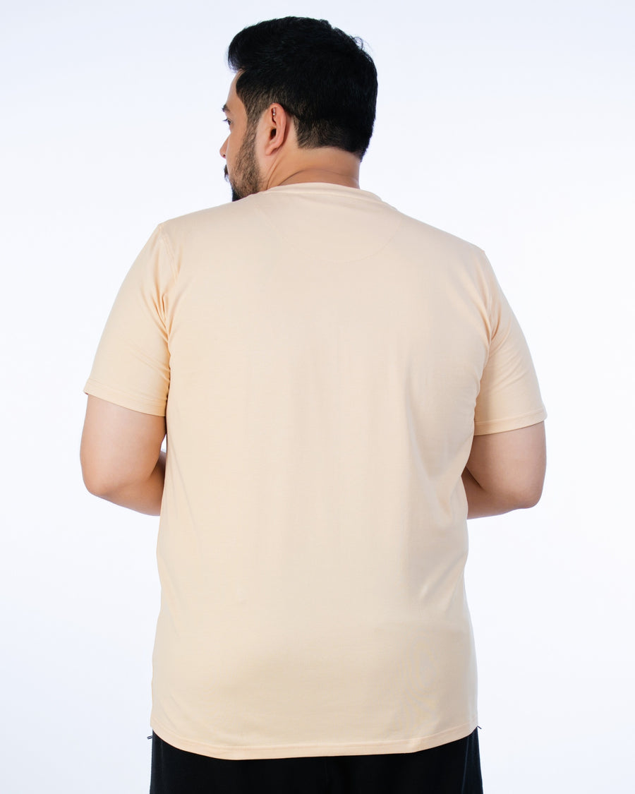Mens Plus Size Beige Solid Tee