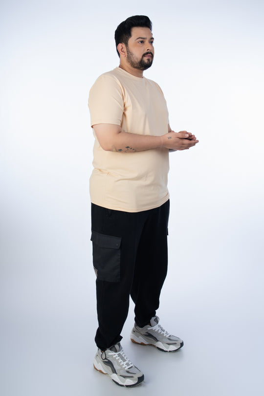 Mens Plus Size Beige Solid Tee