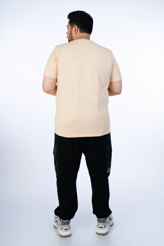Mens Plus Size Beige Solid Tee