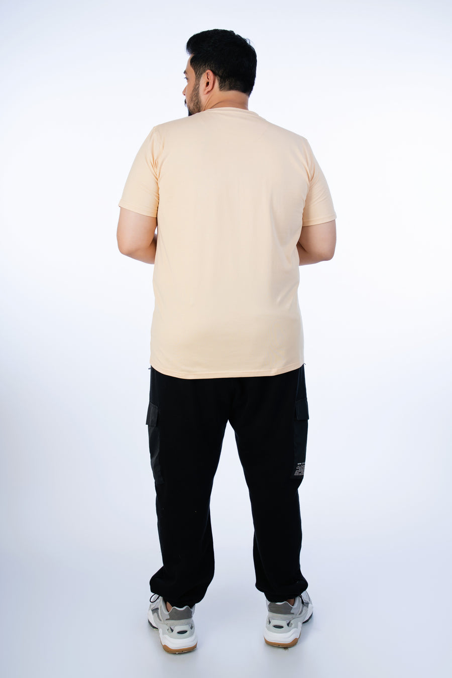 Mens Plus Size Beige Solid Tee