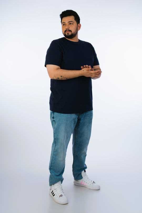 Mens Plus Size Navy Solid Tee