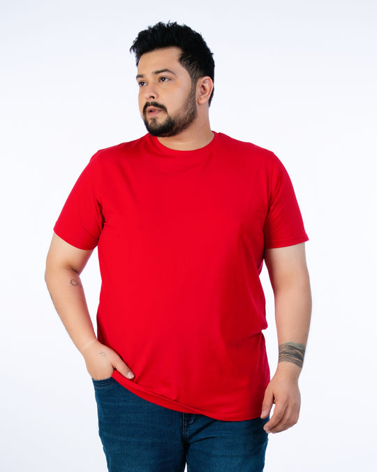 Mens Plus Size Red Solid Tee
