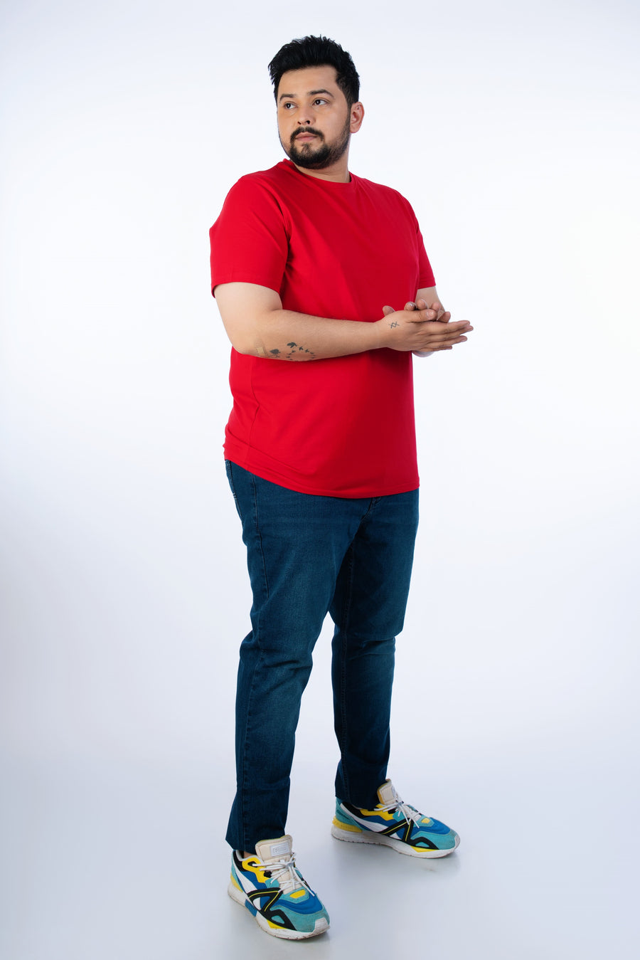Mens Plus Size Red Solid Tee