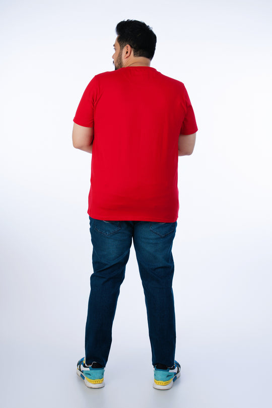 Mens Plus Size Red Solid Tee