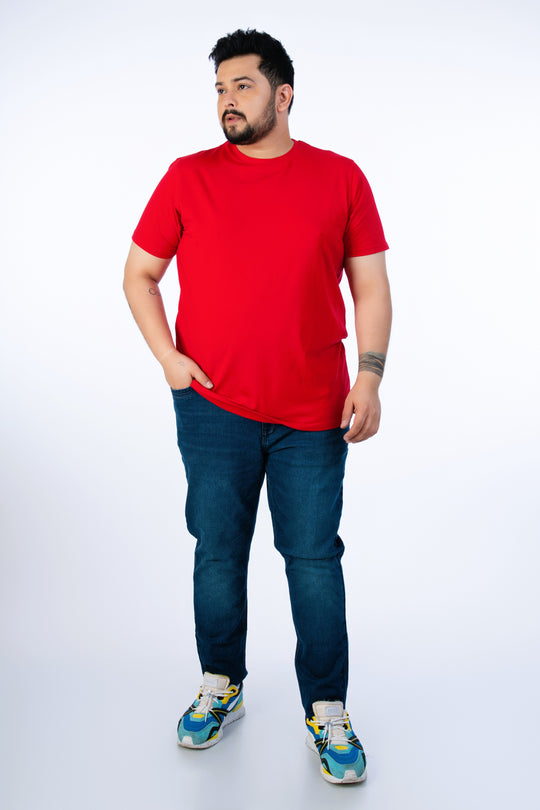 Mens Plus Size Red Solid Tee