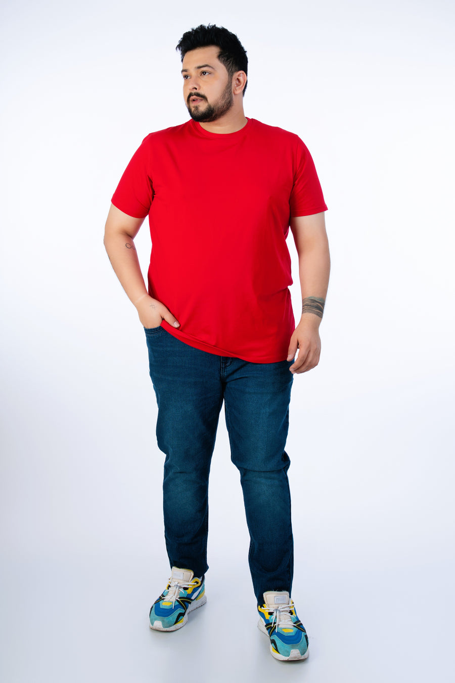 Mens Plus Size Red Solid Tee