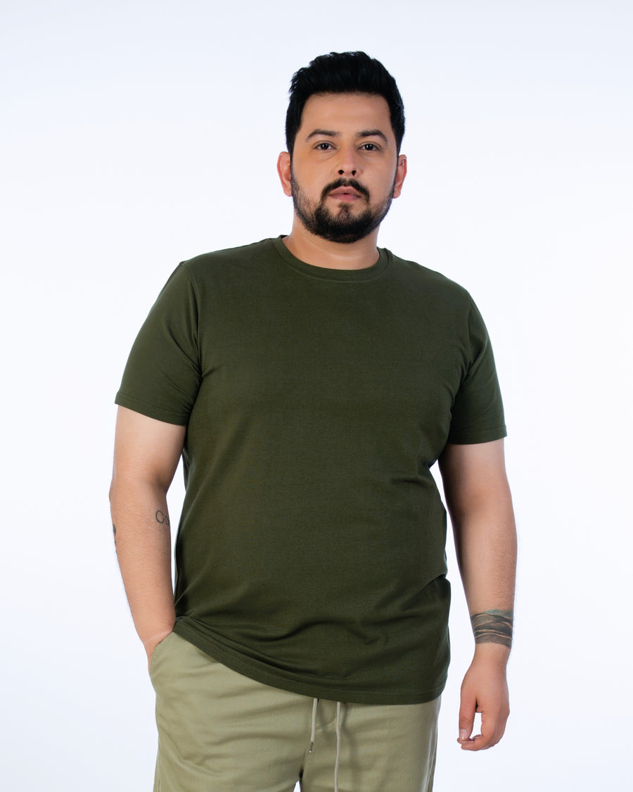 Mens Plus Size Bottle Green Solid Tee