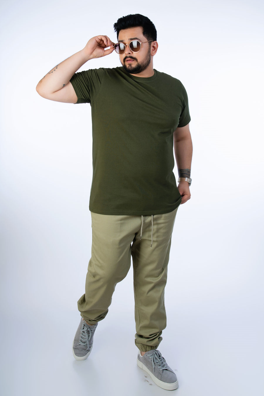 Mens Plus Size Bottle Green Solid Tee