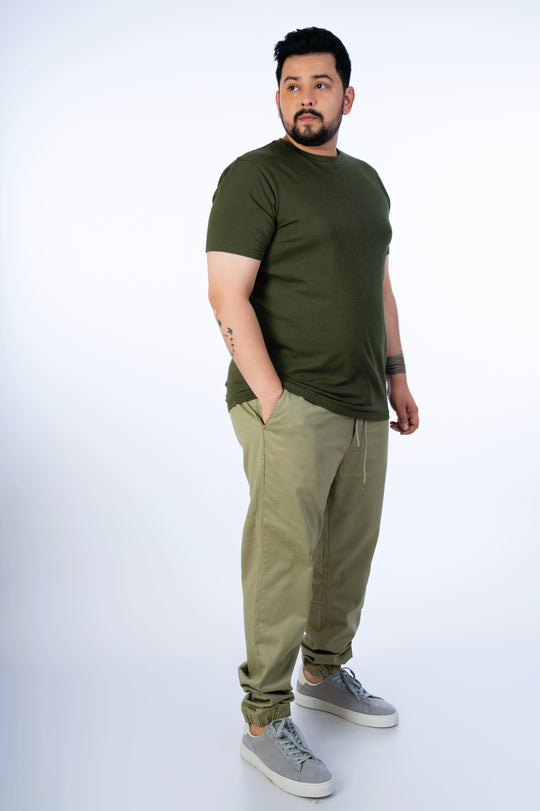 Mens Plus Size Bottle Green Solid Tee