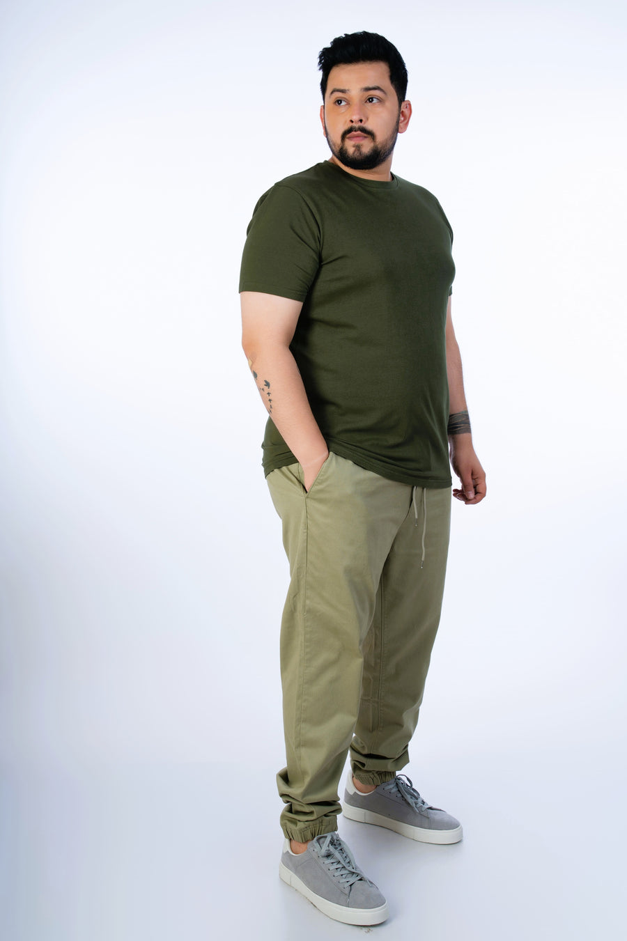 Mens Plus Size Bottle Green Solid Tee