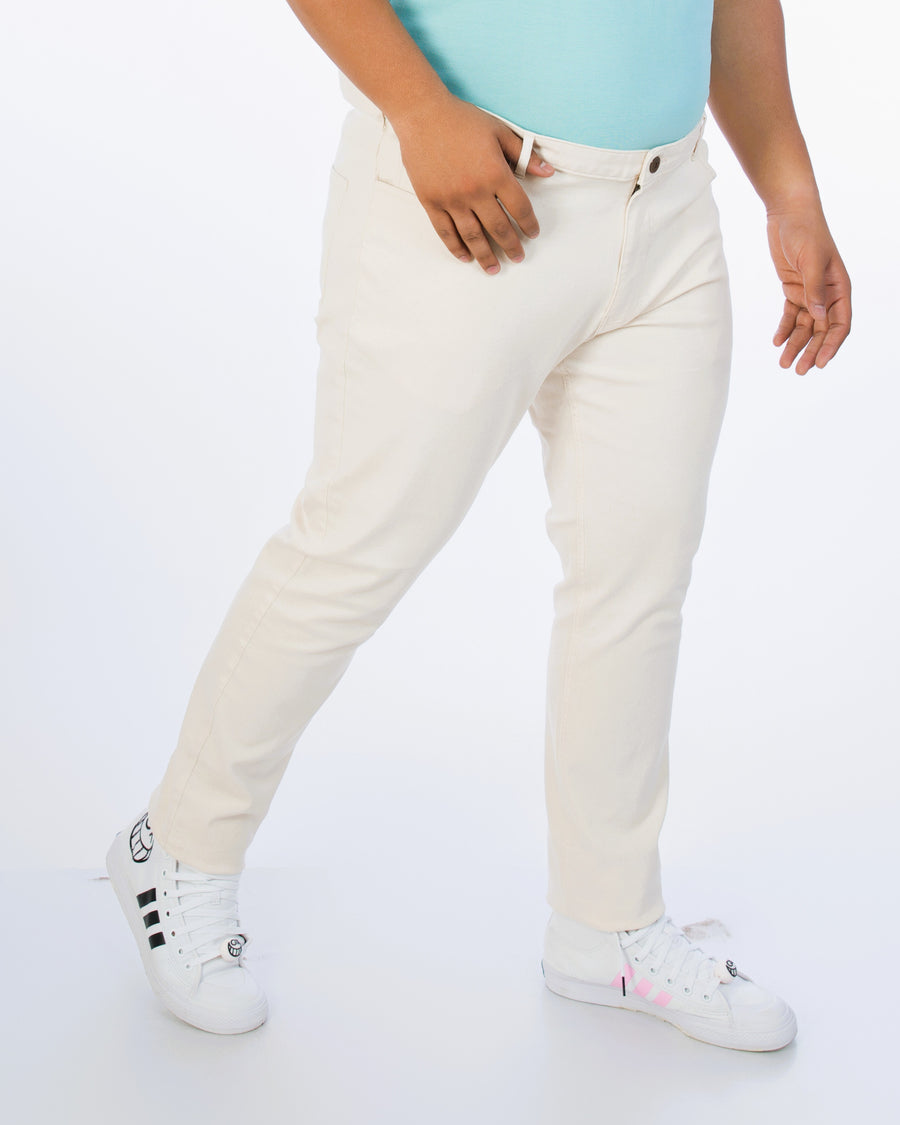 Mens Plus Size-Off White Denim