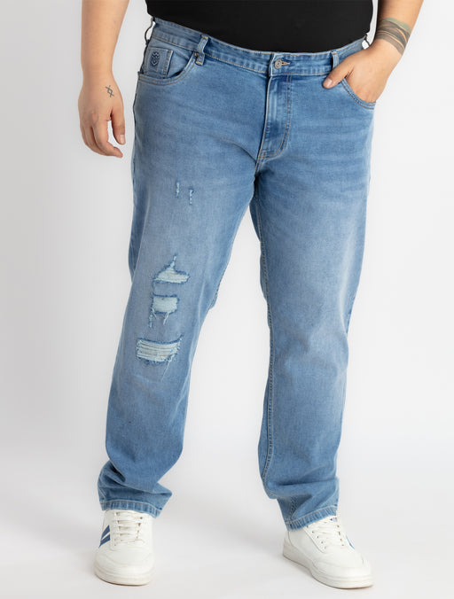Mens Plus Size Light Blue Indigo Denim