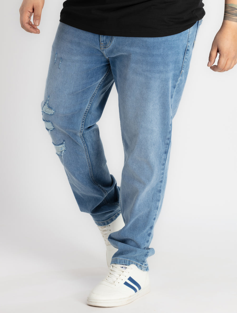 Mens Plus Size Light Blue Indigo Denim