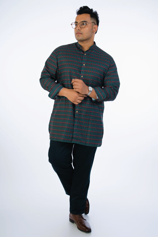 Plus Size-Black Printed Kurta