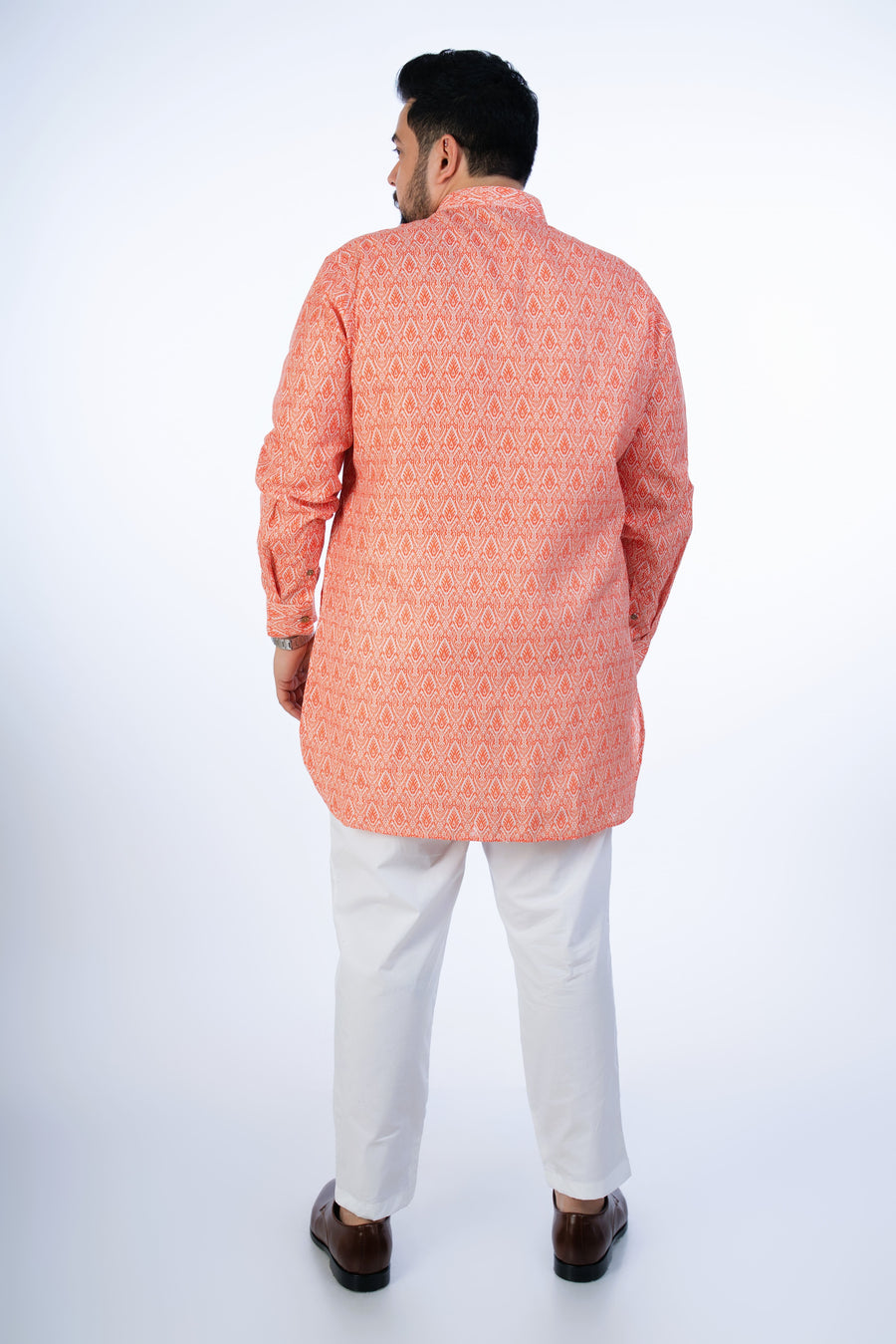 Plus Size Orange Printed Kurta