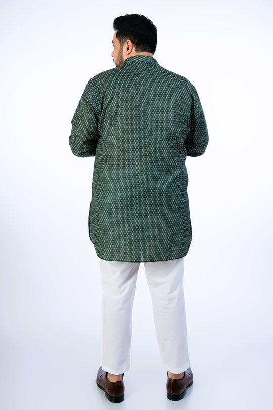 Plus Size Bottle Green Printed Kurta2024110106002