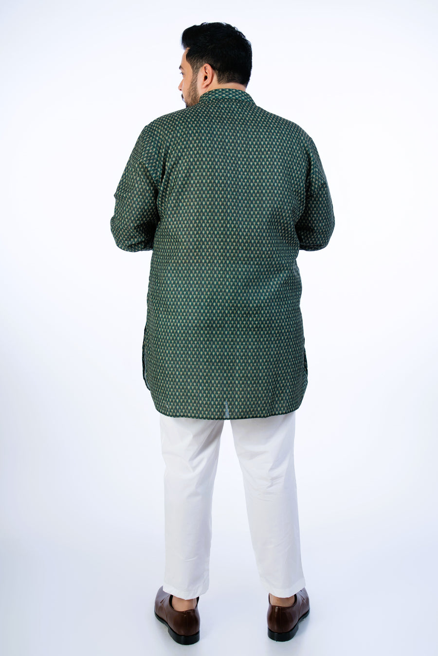 Plus Size Bottle Green Printed Kurta2024110106002