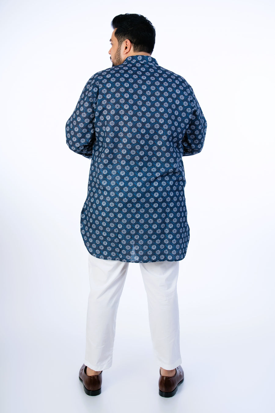Plus Size Indigo Printed Kurta