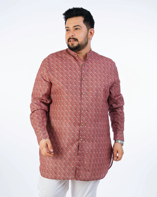 Plus Size Red Printed Kurta