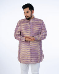 Mens Plus Size Purple Printed Kurta