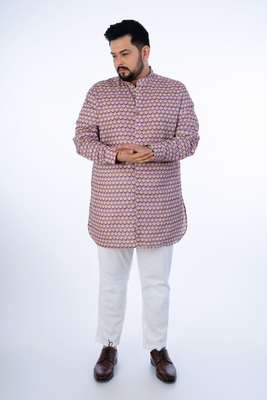 Plus Size Purple Printed Kurta