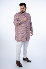 Mens Plus Size Purple Printed Kurta