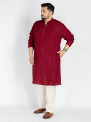 Maroon  Sequence Embroidered Kurta