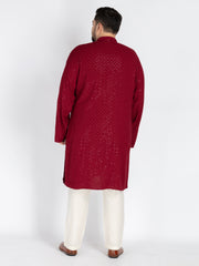 Maroon  Sequence Embroidered Kurta