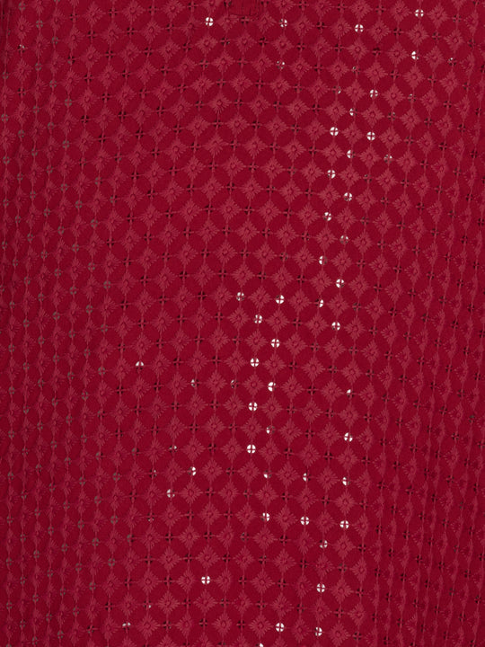 Plus Size Maroon  Sequence Embroidered Kurta