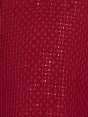 Maroon  Sequence Embroidered Kurta