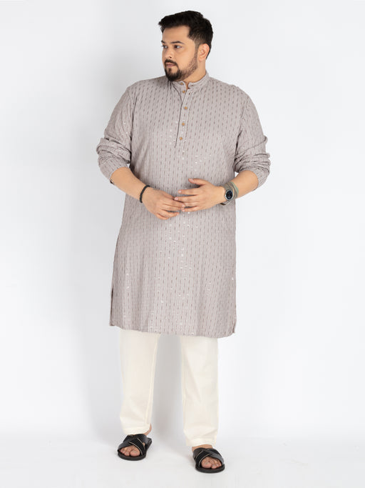 Plus Size Grey  Sequence Embroidered Kurta