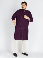 Purple  Sequence Embroidered Kurta