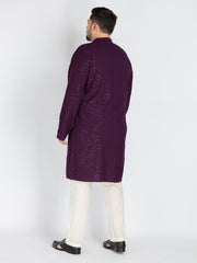 Purple  Sequence Embroidered Kurta