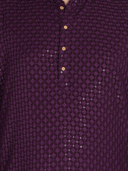 Purple  Sequence Embroidered Kurta