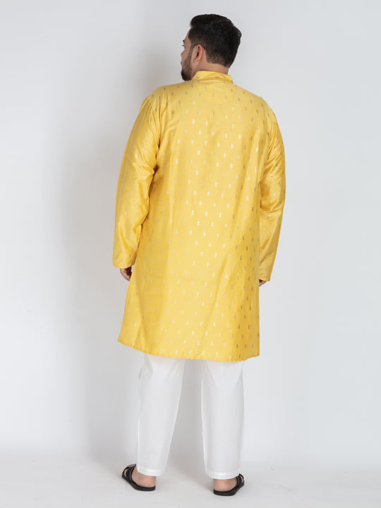 Plus Size Yellow Kurta  Subtle Elegance with foil printed Detailing