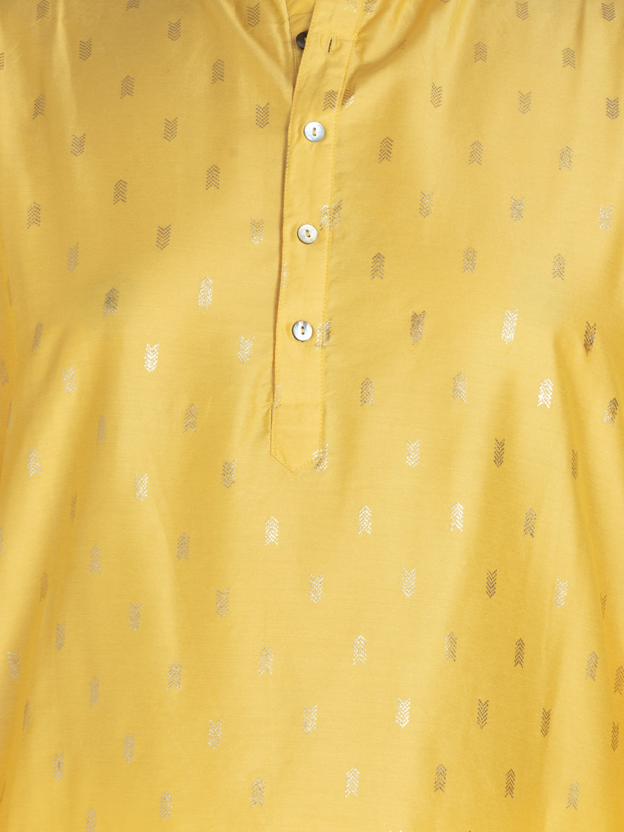 Plus Size Yellow Kurta  Subtle Elegance with foil printed Detailing