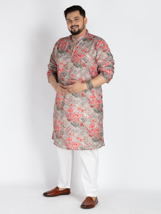 Plus Size Green Printed Kurta