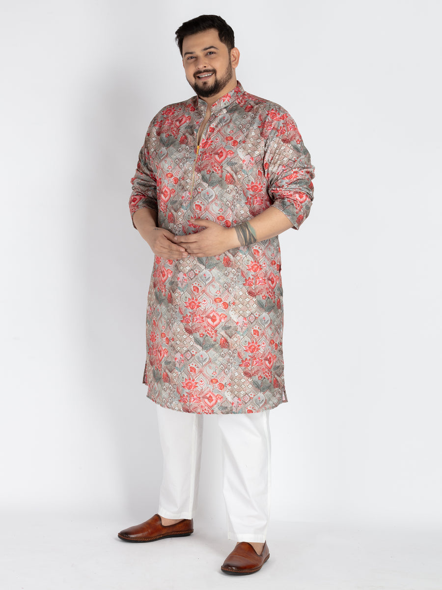 Plus Size Green Printed Kurta
