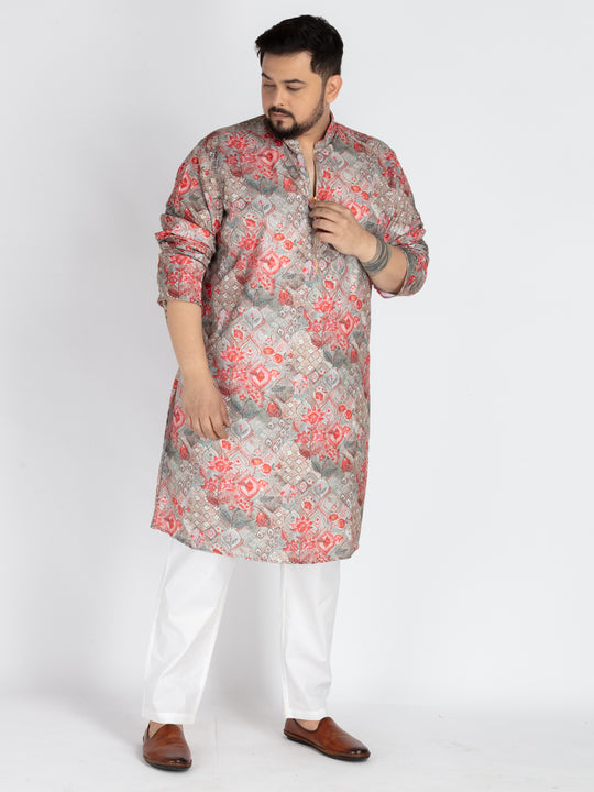 Plus Size Green Printed Kurta