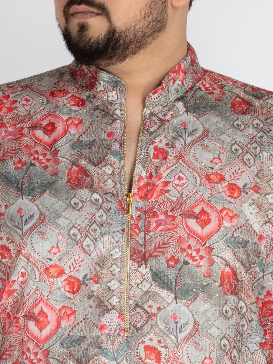 Plus Size Green Printed Kurta
