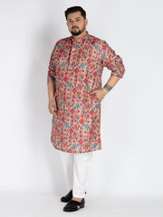 Red Ethinic motif Printed Sequence  Embroidered Kurta