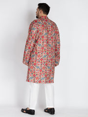 Red Ethinic motif Printed Sequence  Embroidered Kurta